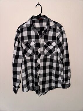 Design in Italy Luxury Heavyweight Buffalo Plaid Flannel Shirt L